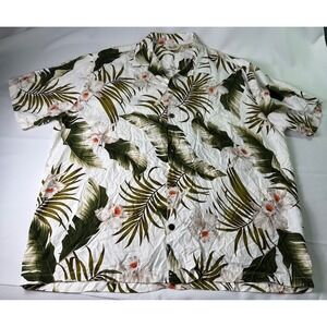 Paradise Bay Hawaiian Shirt Rayon Mens 2XL Floral‎ Palm Leaf Made in Hawaii